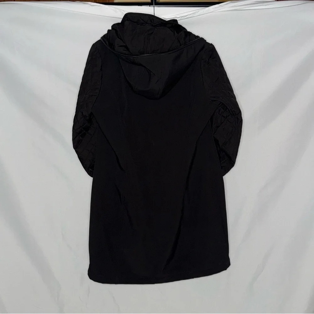 Michael Kors Mixed Media Quilted Softshell Hooded Jacket Double Zip M NWOT